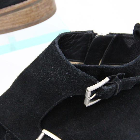 Michael Kors Boots sz 6.5 Women Double Monk Strap Booties Black Shoes - Picture 9 of 12